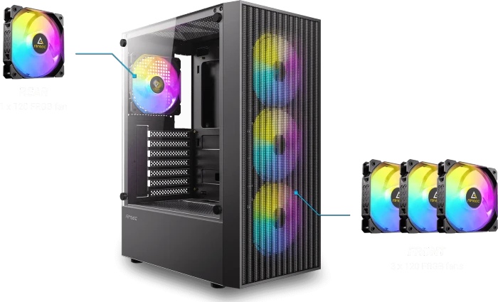 Antec AX27 RGB Elite, schwarz, Glasfenster