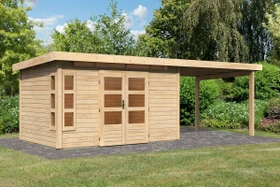 Karibu Kastorf 7 Gartenhaus inkl. Anbau 3.2m natur