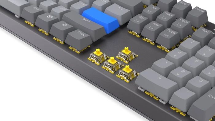 Endorfy Thock V2 Wireless, PBT, grau, LEDs RGB, hot-swap, Endorfy YELLOW, USB/Bluetooth, US
