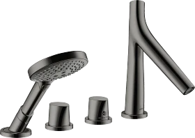 Hansgrohe Axor Starck Organic 4-Loch Wannenrandarmatur mit Thermostat polished black chrome