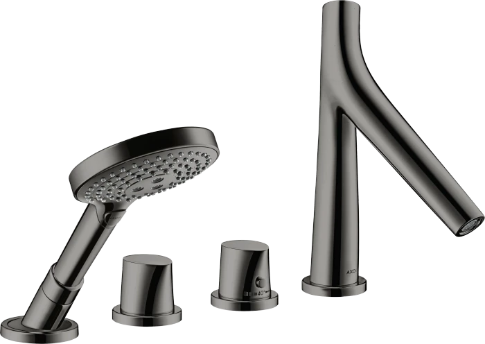 Hansgrohe Axor Starck Organic 4-Loch Wannenrandarmatur mit Thermostat polished black chrome