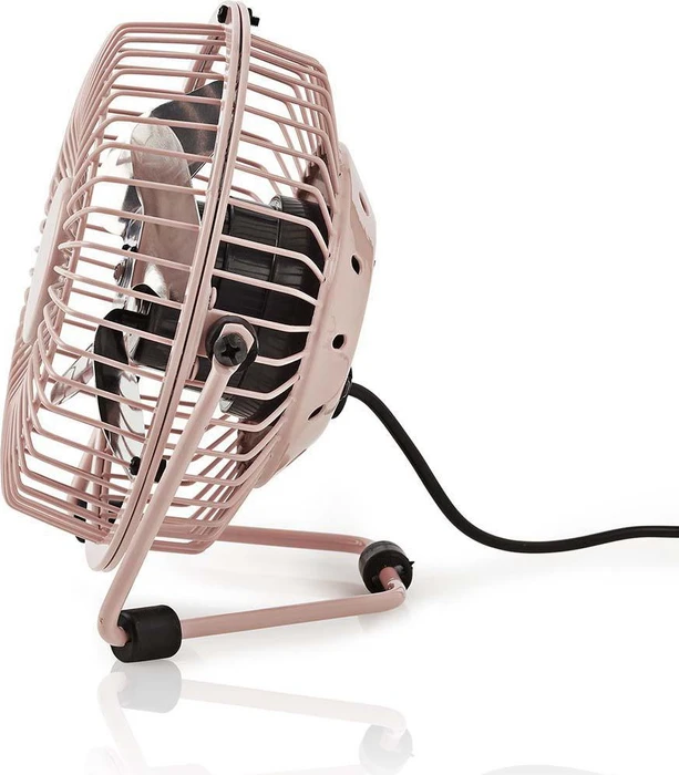 Nedis FNDK1PI10 USB Mini Tischventilator aus Metall 10cm rosa