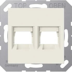 Jung Abdeckung (gerastet) für Modular-Jack-Steckbuchsen, 2fach, UMA-CAT6A, RADIALL, Panduit, Assmann, Thermoplast, Serie AS, weiß ivory