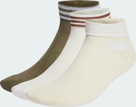 adidas Trefoil Ankle Socken wonder white/olive strata/cloud white, 3 Paare