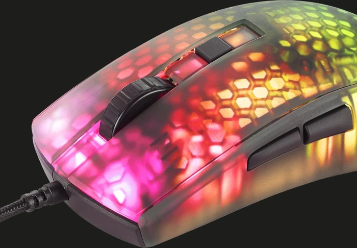 Deltaco DM310 RGB Ultralight Gaming Mouse schwarz/transluzent, USB