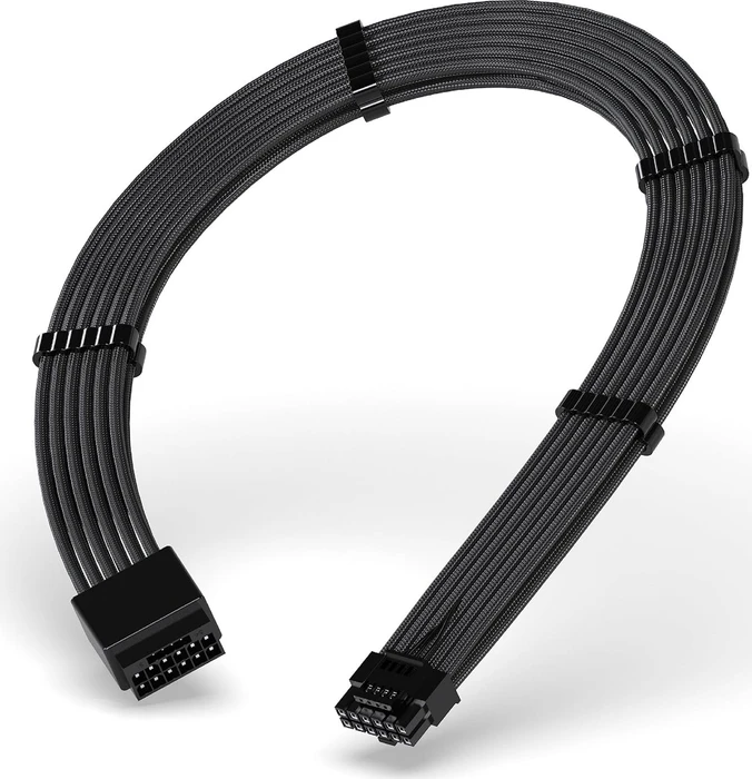 EZDIY-FAB 12VHPWR Kabel, 16-Pin PCIe Verlängerungskabel, 16-Pin PCIe 5.0 12VHPWR Buchse auf 16-Pin PCIe 5.0 12VHPWR Stecker, 16AWG, schwarz, 30cm