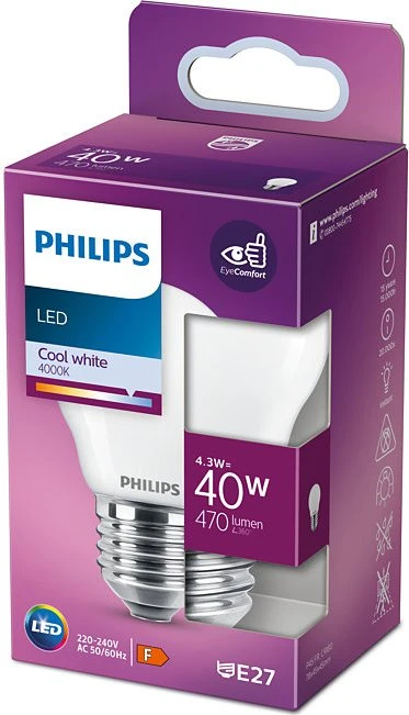Philips Classic LED EyeComfort E27 4.3-40W/840 P45