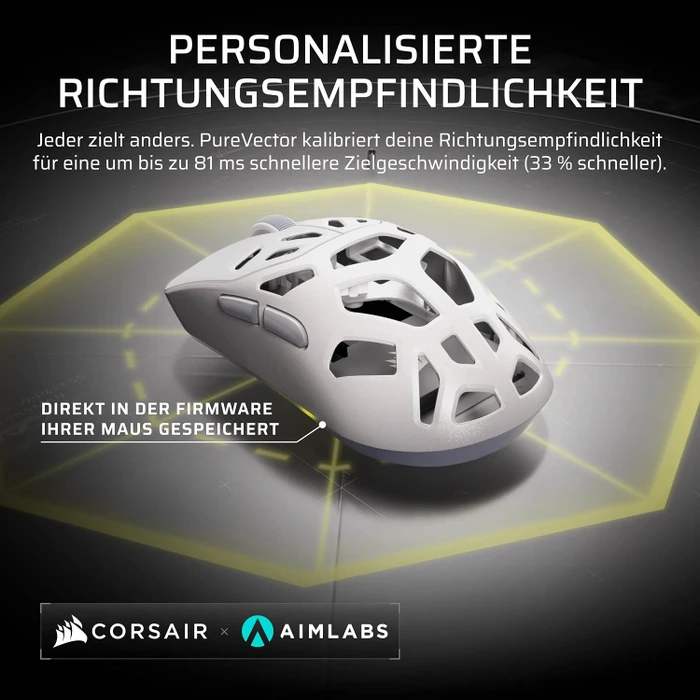 Corsair Sabre v3 Pro PureVector MG Ultralight Wireless, Magnesium, weiß, USB