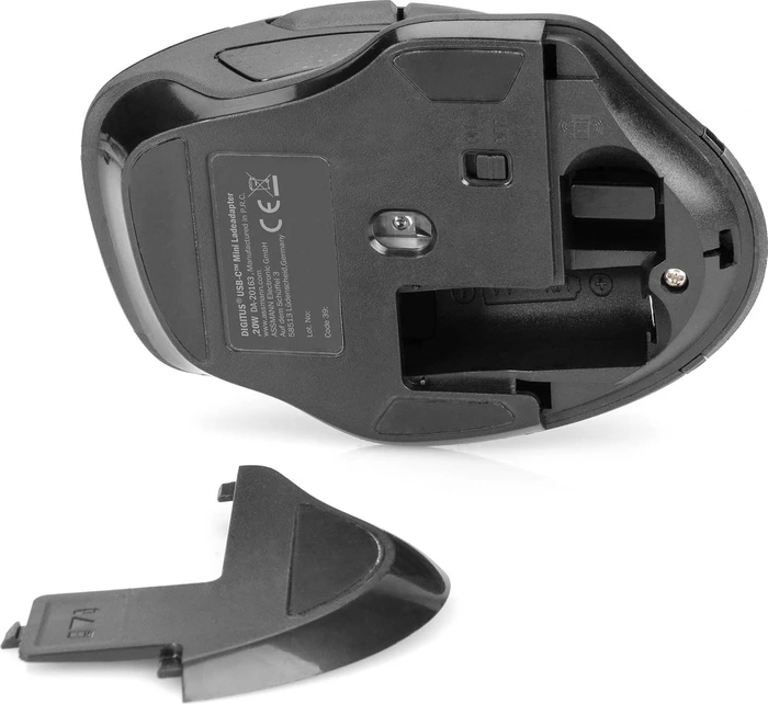 Digitus Ergonomic Wireless Optical Mouse, 6 Tasten, grau/schwarz, USB