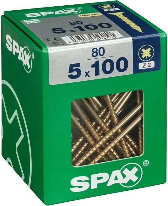 Spax YELLOX A2L 4CUT PZ2 Universalschraube, 5x100mm, 80 Stück