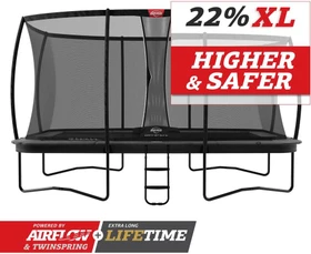 Berg Ultim Champion Deluxe mit Sicherheitsnetz 410x250cm Trampolin grau