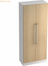 Hammerbacher Garderoben-Schrank 5OH V7200, Chromgriff, weiß/eiche, Schrankwand