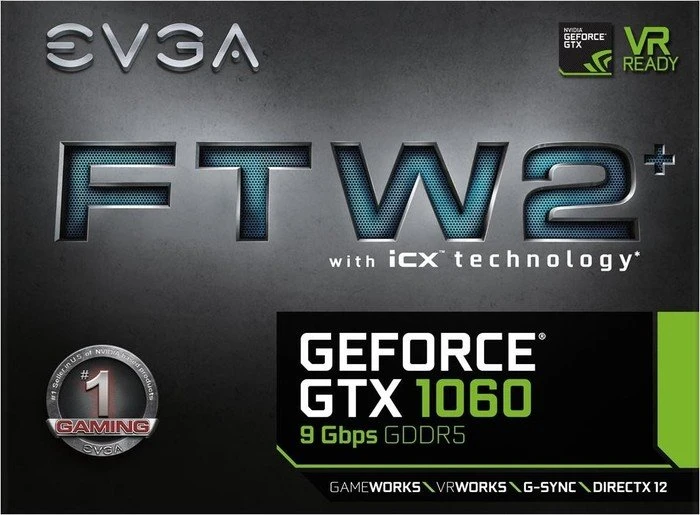 EVGA GeForce GTX 1060 FTW2 Gaming 9Gbps, 6GB GDDR5, DVI, HDMI, 3x DP