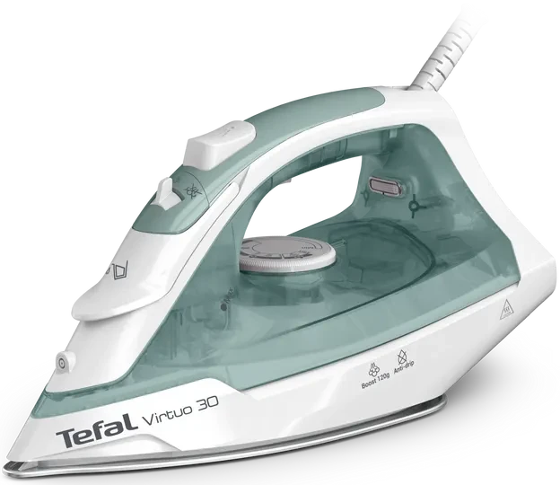 Tefal FV2C42 Dampfbügeleisen Virtuo 30, Dampfbügeleisen - Eukalyptus Dampfbügeleisen mit Keramikbügelsohle