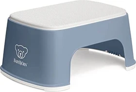 BabyBjörn Tritthocker Kinderschemel graublau/weiß