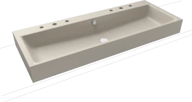 Kaldewei Puro Aufsatz-Doppelwaschtisch 120x46cm mit Überlauf, 2x3 Hahnlochbohrung, Perl-Effekt, warm grey 10