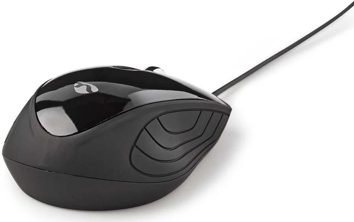 Nedis Optical Mouse mit gummierten Seiten, schwarz, USB