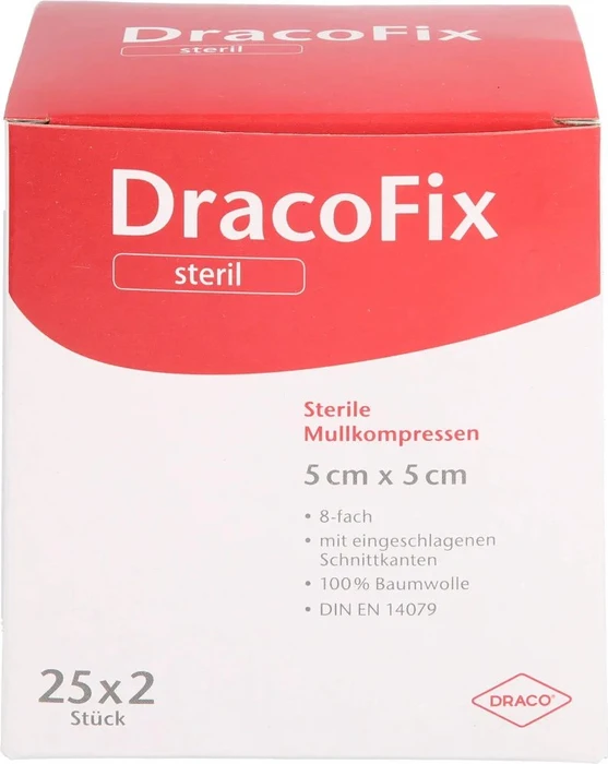 Dr. Ausbüttel DracoFix Peel Mullkompressen steril 8-fach, 5 x 5cm, 50 Stück