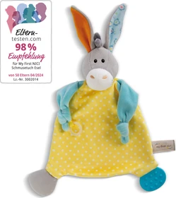 My First NICI Schmusetuch Esel mit Beißring und Schnullerbefestigung