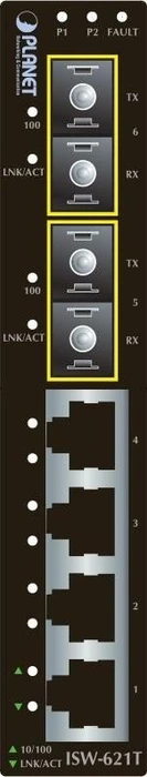 Planet ISW-621TS15 Wide-Temperature Industrial Railmount Switch, 4x RJ-45, 2x SC-Duplex