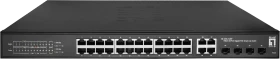 LevelOne GES Rackmount Gigabit Smart Switch, 24x RJ-45, 4x RJ-45/SFP, 380W PoE+ (GES-2128P / 52091103)