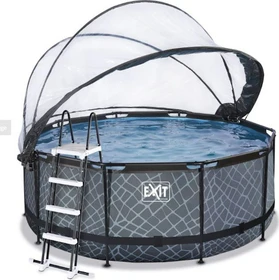 Exit Toys Stone Frame Pool mit Sandfilterpumpe, Abdeckung und Wärmepumpe rund 427x122cm