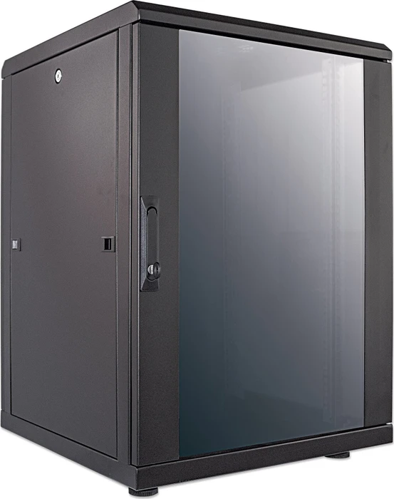 Intellinet 19" Netzwerkschrank 16HE, Sicherheitsglastür, IP20, schwarz, 600mm tief
