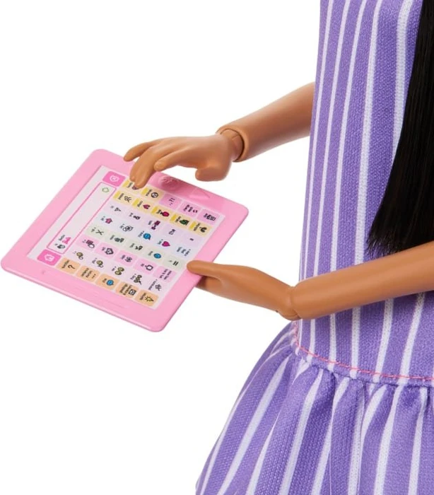 Mattel Barbie - Fashionistas Autistische Barbie in Lila Gestreiftem Kleid
