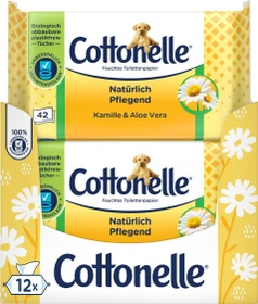 Cottonelle Natürlich pflegend feuchte Toilettentücher, 504 Stück (12x 42 Stück)