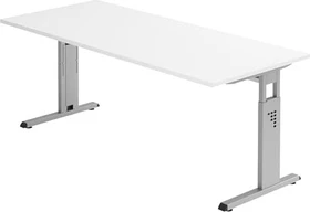 Hammerbacher Ergonomic O-Serie OS19/W Schreibtisch 180x80cm weiß/silber