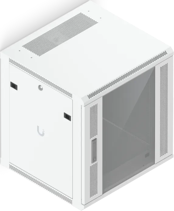 Ubiquiti 12U Rack Cabinet, 19" Wandgehäuse 12HE, Glastür, weiß, 560mm tief