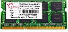G.Skill SQ Series SO-DIMM 4GB, DDR3-1066, CL7-7-7-20