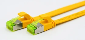 Helos Ultra Flach-Patchkabel, Cat6a, U/FTP, RJ-45/RJ-45, 15m, gelb