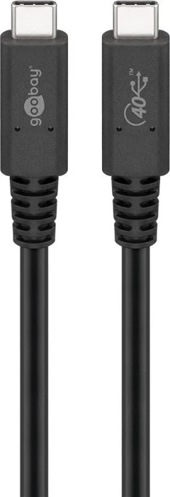 goobay USB-C Kabel, USB4 Gen3x2, 40Gb/s, 8K60Hz, 240W PD EPR, USB-C Stecker auf USB-C Stecker, schwarz, 0.7m