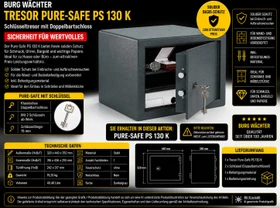 Burg-Wächter Pure-Safe PS 130 K Tresor, Schlüsselschloss