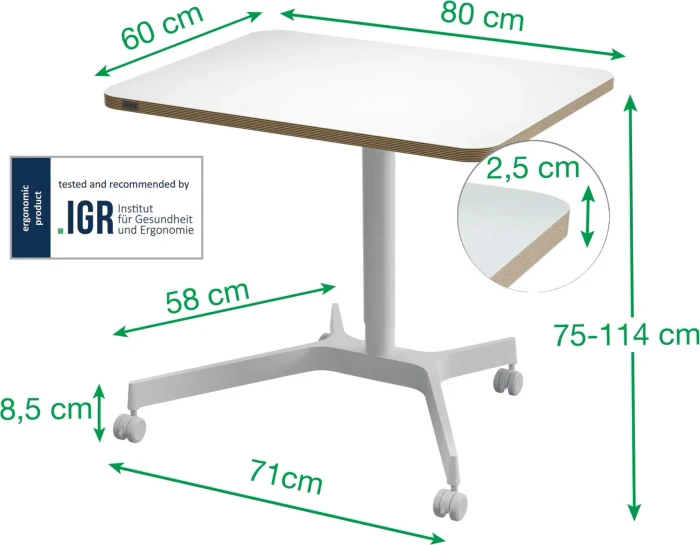 Leitz Ergo Compact Workstation Pro Sitz-Steh-Schreibtisch 80x60cm weiß/weiß