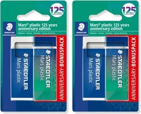 Staedtler Radierer Mars plastic, grün/weiß/blau, 2er-Pack