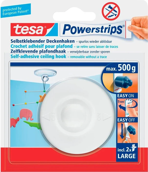 tesa Powerstrips Deckenhaken rund weiß