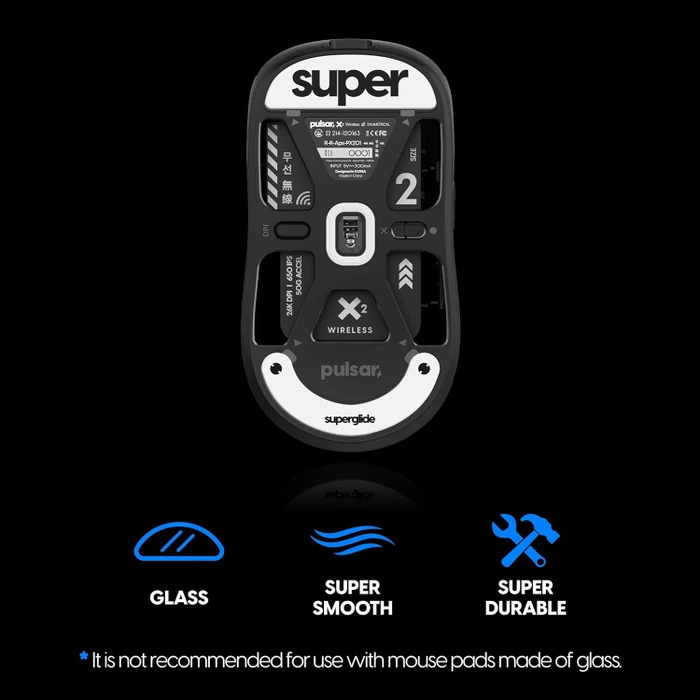 Pulsar Gaming Gears Superglide 2 für Pulsar X2V2 / X2H / X2A / X2, Mausgleiter, weiß
