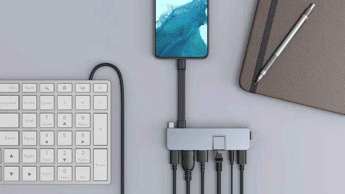 Targus HyperDrive DUO PRO 7-in-2 USB-C Hub - Grey, 2x USB4 [Stecker]