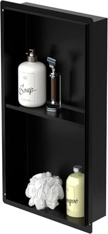 LuxeBath Duschnische 30x60cm 2 Ebenen Unterputz edelstahl schwarz
