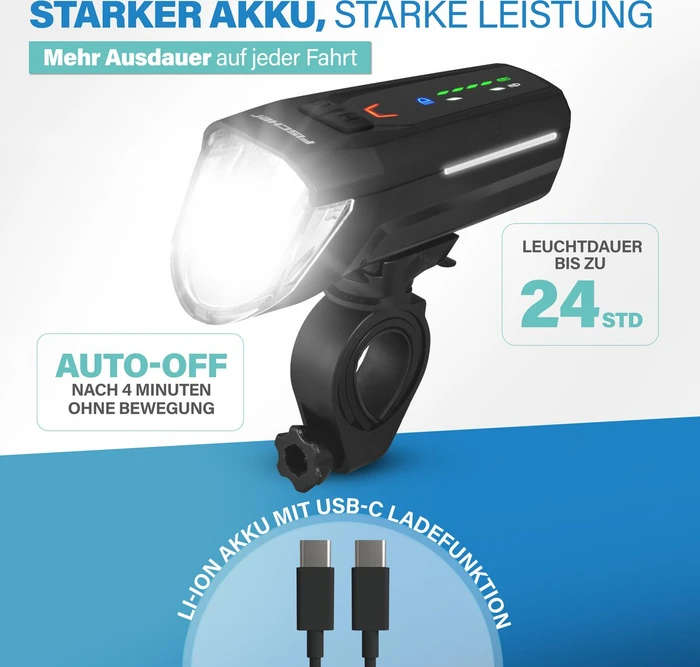 Fischer LED-Akku 180 Lux Frontlicht schwarz