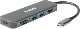 D-Link 6-in-1 USB-C Multiport-Adapter, Card Reader, USB-C 3.0 [Stecker] (DUB-2327)
