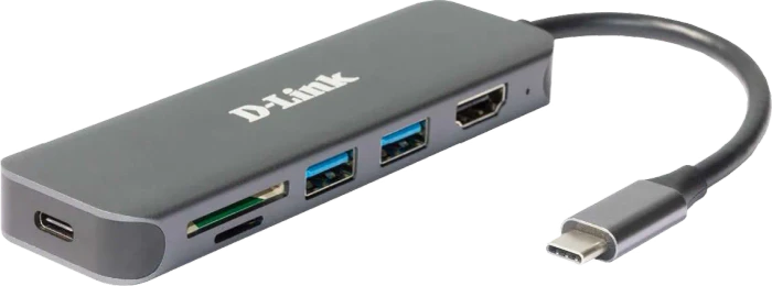 D-Link 6-in-1 USB-C Multiport-Adapter, Card Reader, USB-C 3.0 [Stecker]