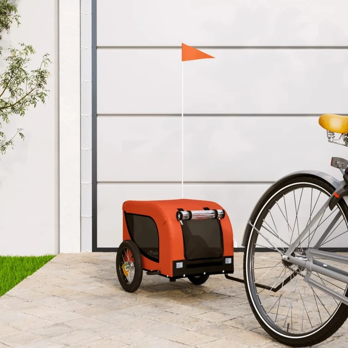 vidaXL Hunde 124x53cm Fahrradanhänger orange