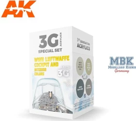 AK-Interactive 3rd Gen Acrylic Colors WWII Luftwaffe Cockpit & Interior Colors Farbset, 4-tlg.
