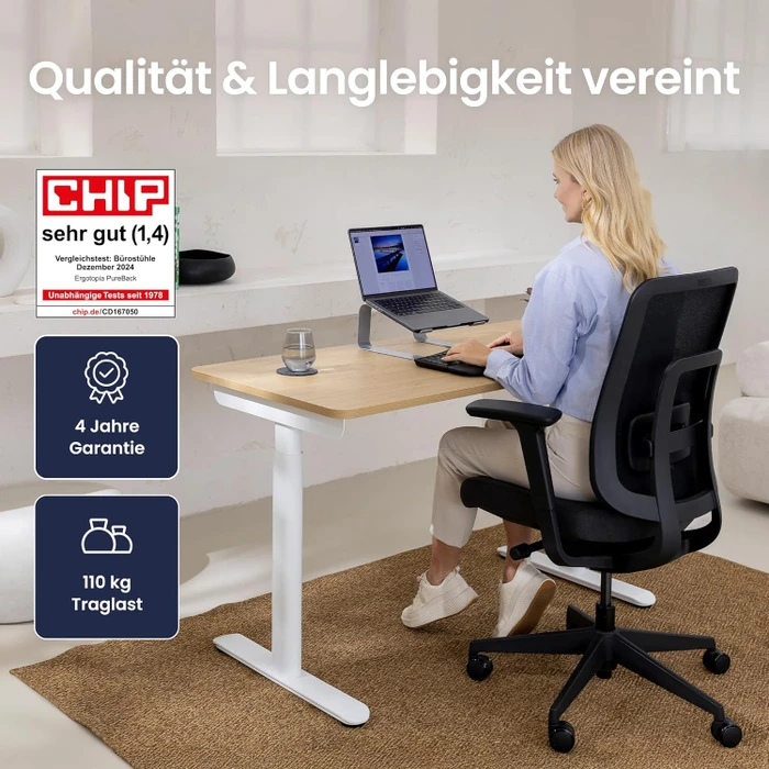 Ergotopia PureBack ergonomischer Bürostuhl mit Kopfstütze, schwarz