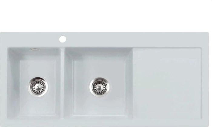 systemceram Mera Double Einbau Becken links alu