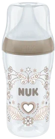 NUK Perfect Match Trinkflasche mit weichem Silikon-Trinksauger, 3+M, 260ml, beige