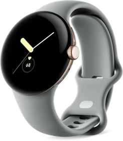 Google Pixel Watch (LTE) Champagne Gold mit Sportarmband Hazel